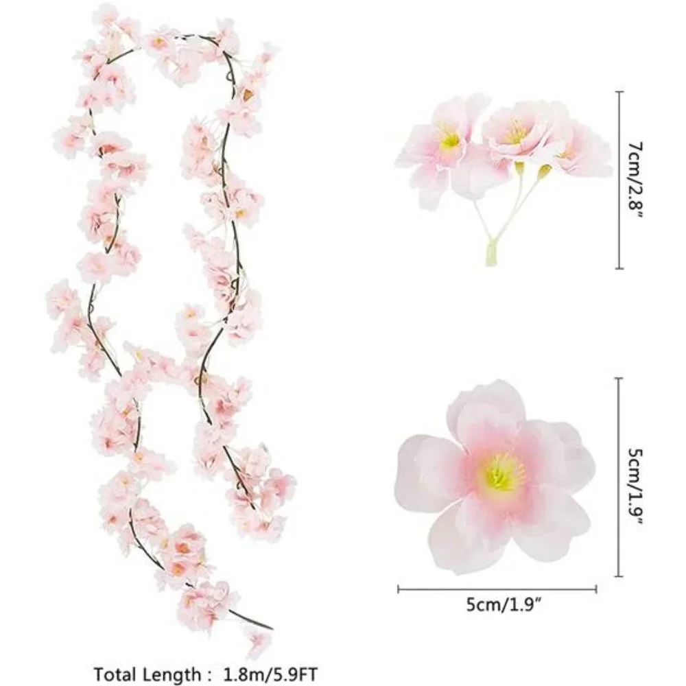 4pcs Artificial Cherry Blossom Flower Vines Garland